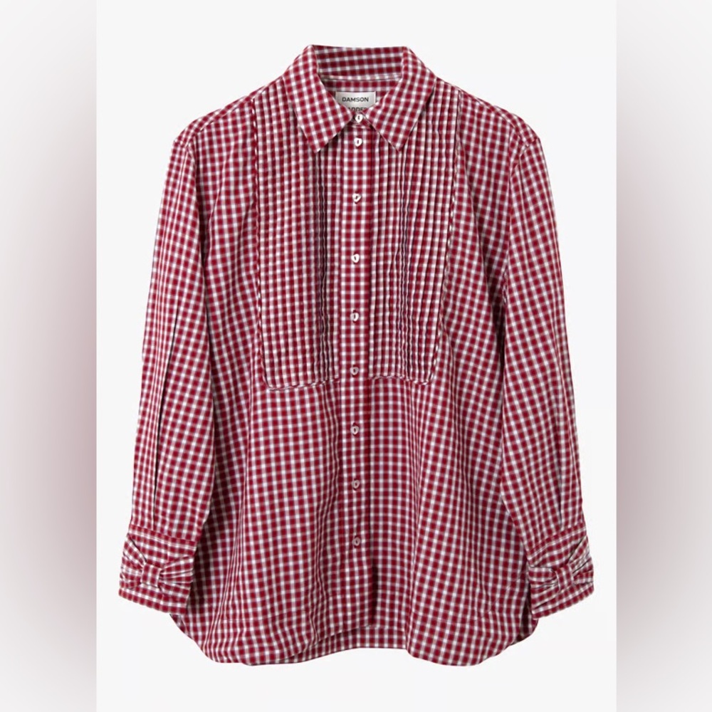 Damson Madder Michelle shirt in cherry gingham plaid BNWT women’s UK 12/ US 8